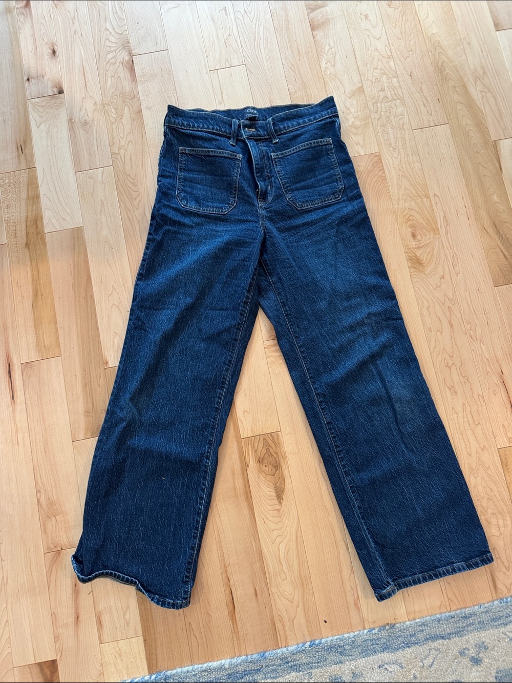 J.Crew Dark Blue Full-Length Slim Wide-Leg Jeans